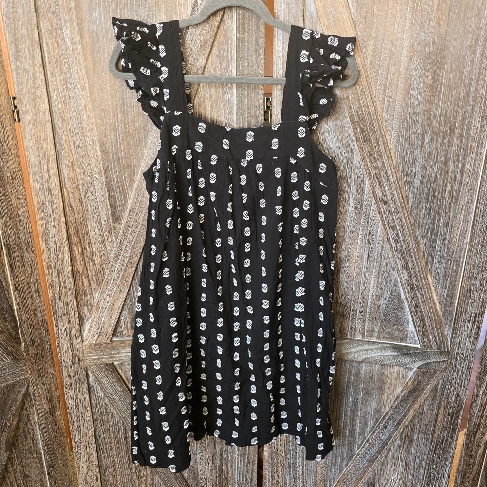 Ann Taylor Loft Dress Women's Size Medium Black & White Geometric Print Sundress